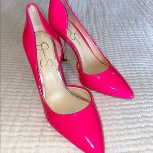 Neon pink Jessica Simpson pumps patent leather